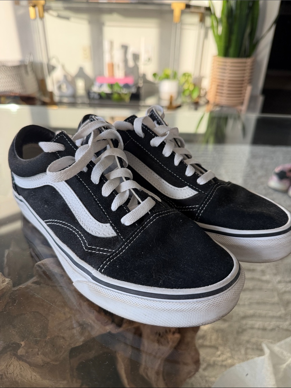 Vans Black and White Old Skool Low-Top Sneakers